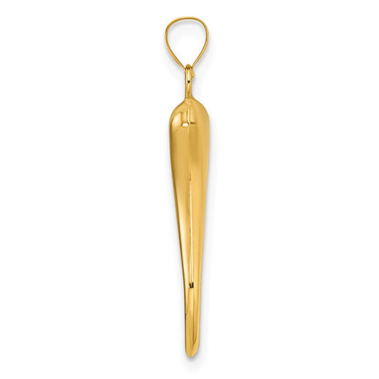 14K Yellow Gold Polished Hollowed Italian Horn Pendant