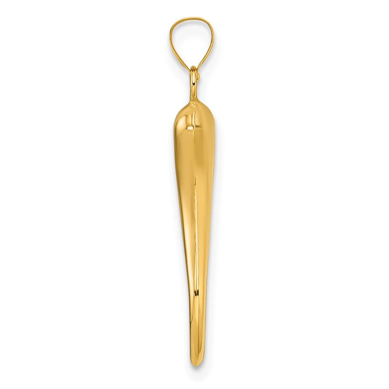 14K Yellow Gold Polished Hollowed Italian Horn Pendant