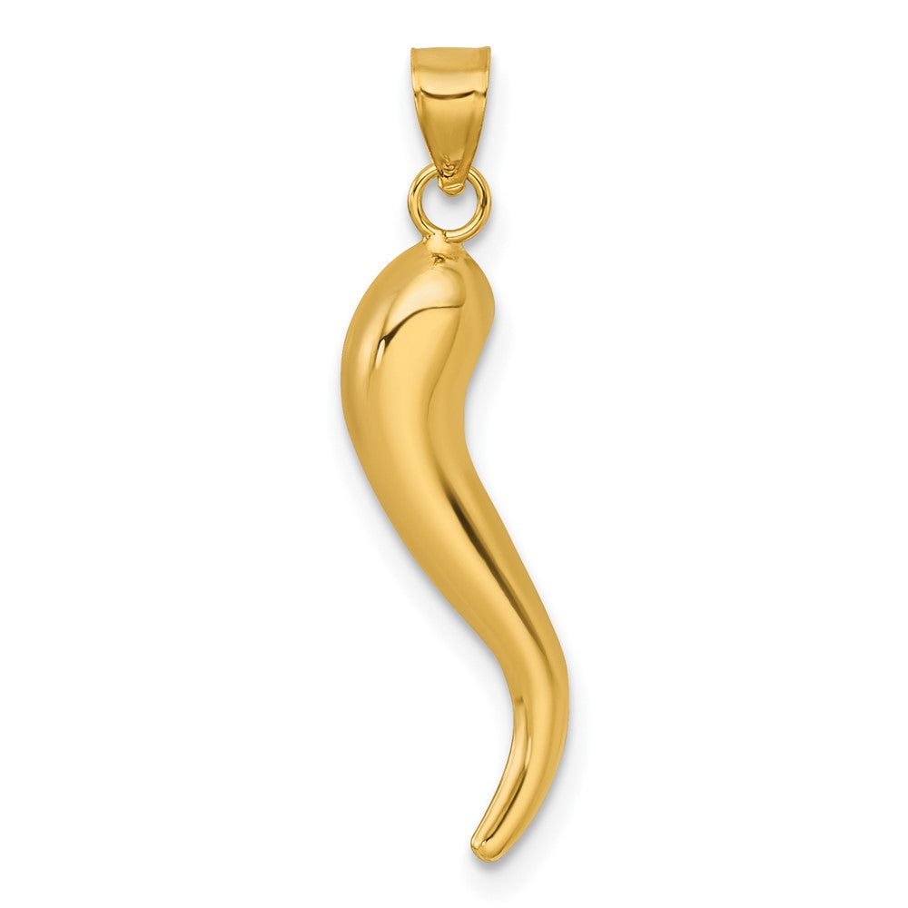 14K Yellow Gold Polished Hollowed Italian Horn Pendant