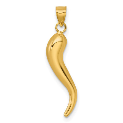 14K Yellow Gold Polished Hollowed Italian Horn Pendant