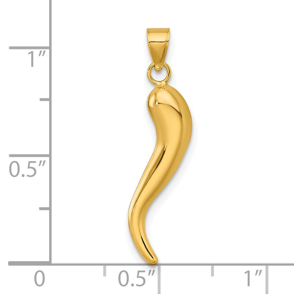 14K Yellow Gold Polished Hollowed Italian Horn Pendant