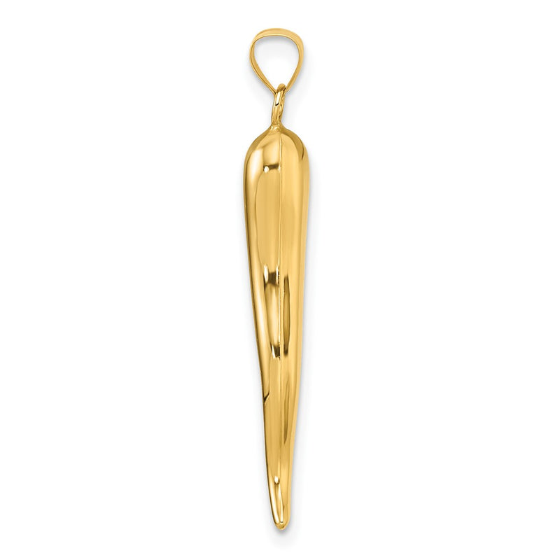 14K Yellow Gold Polished Hollowed Italian Horn Pendant