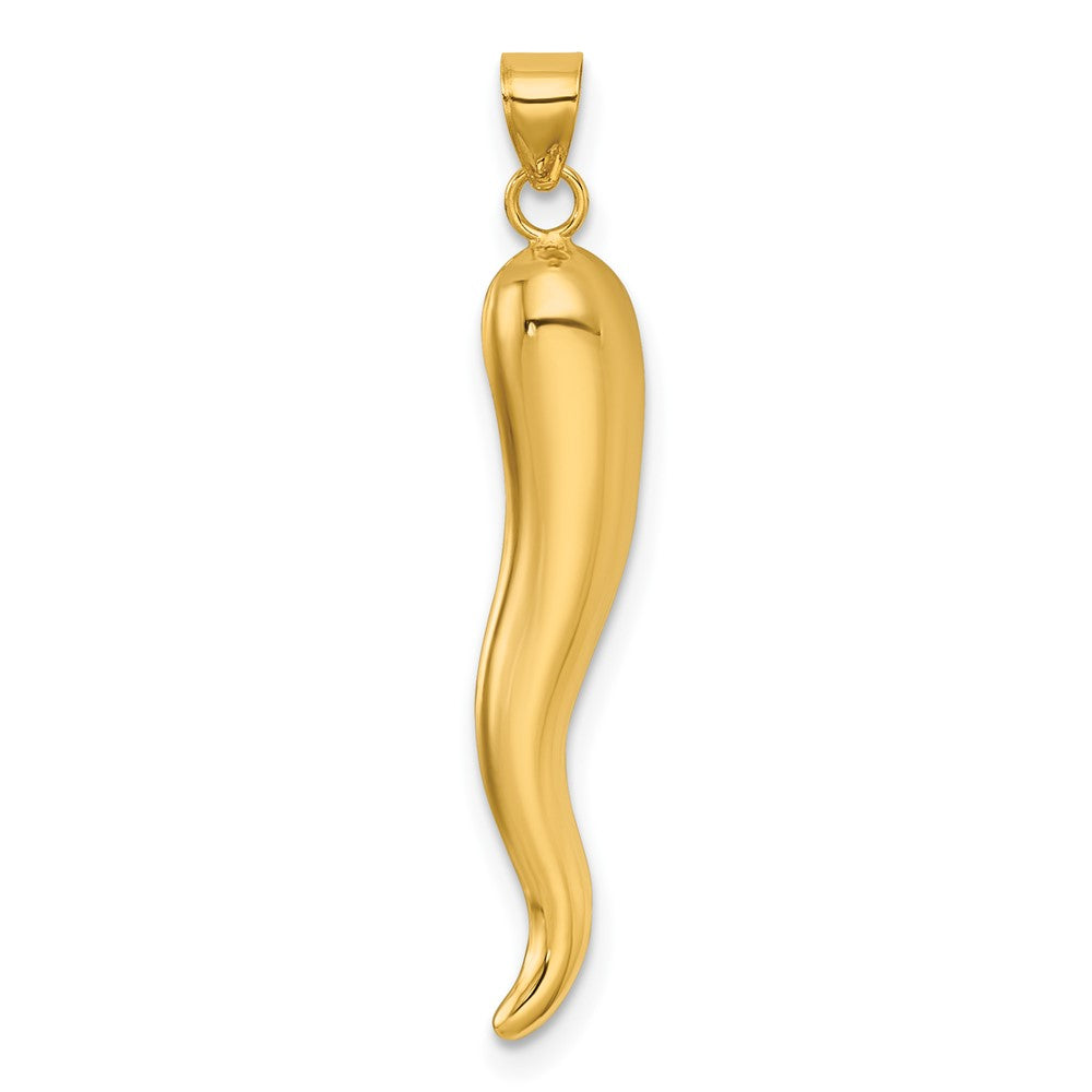14K Yellow Gold Polished Hollowed Italian Horn Pendant