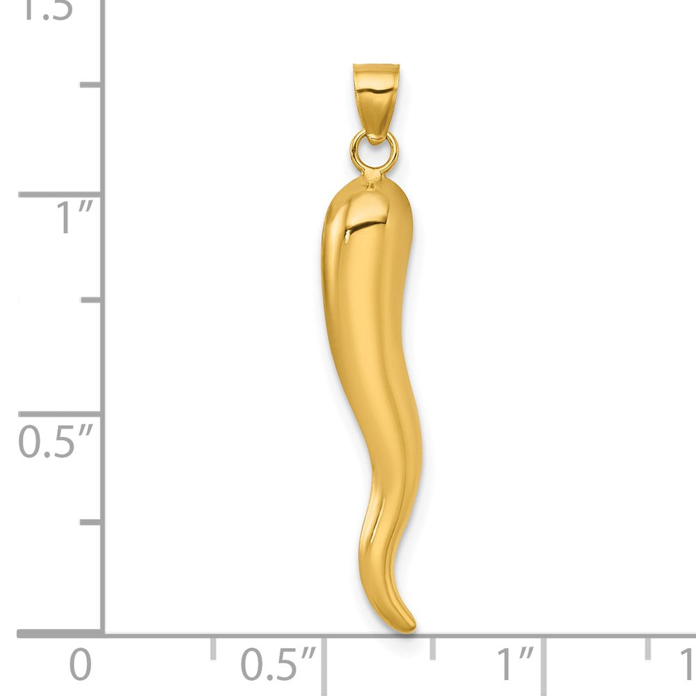 14K Yellow Gold Polished Hollowed Italian Horn Pendant