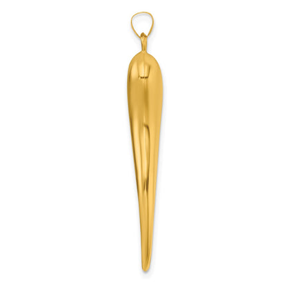 14K Yellow Gold Polished Hollow Italian Horn Pendant
