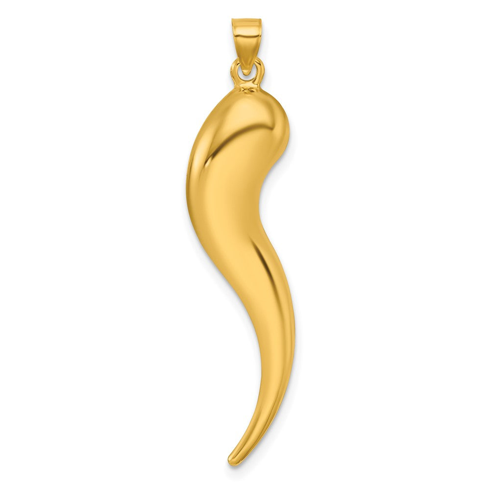 14K Yellow Gold Polished Hollow Italian Horn Pendant