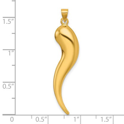 14K Yellow Gold Polished Hollow Italian Horn Pendant