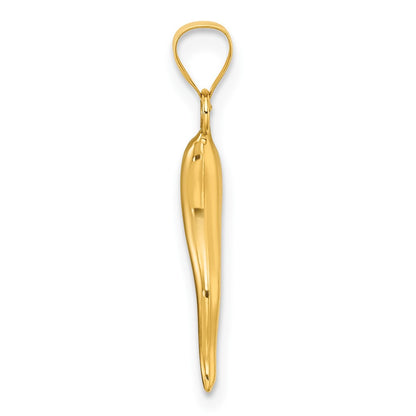 14K Yellow Gold Polished Hollowed Italian Horn Pendant