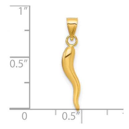 14K Yellow Gold Polished Hollowed Italian Horn Pendant