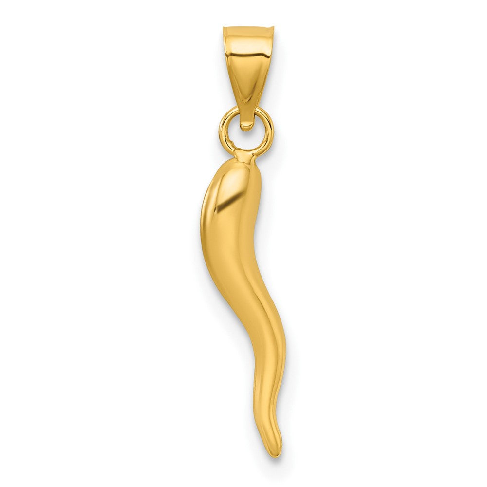 14K Yellow Gold Polished Hollowed Italian Horn Pendant