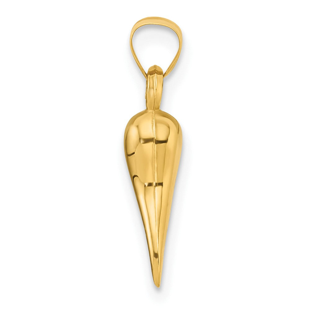 14K Yellow Gold Polished Hollowed Italian Horn Pendant