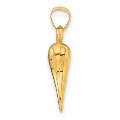 14K Yellow Gold Polished Hollowed Italian Horn Pendant