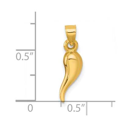 14K Yellow Gold Polished Hollowed Italian Horn Pendant