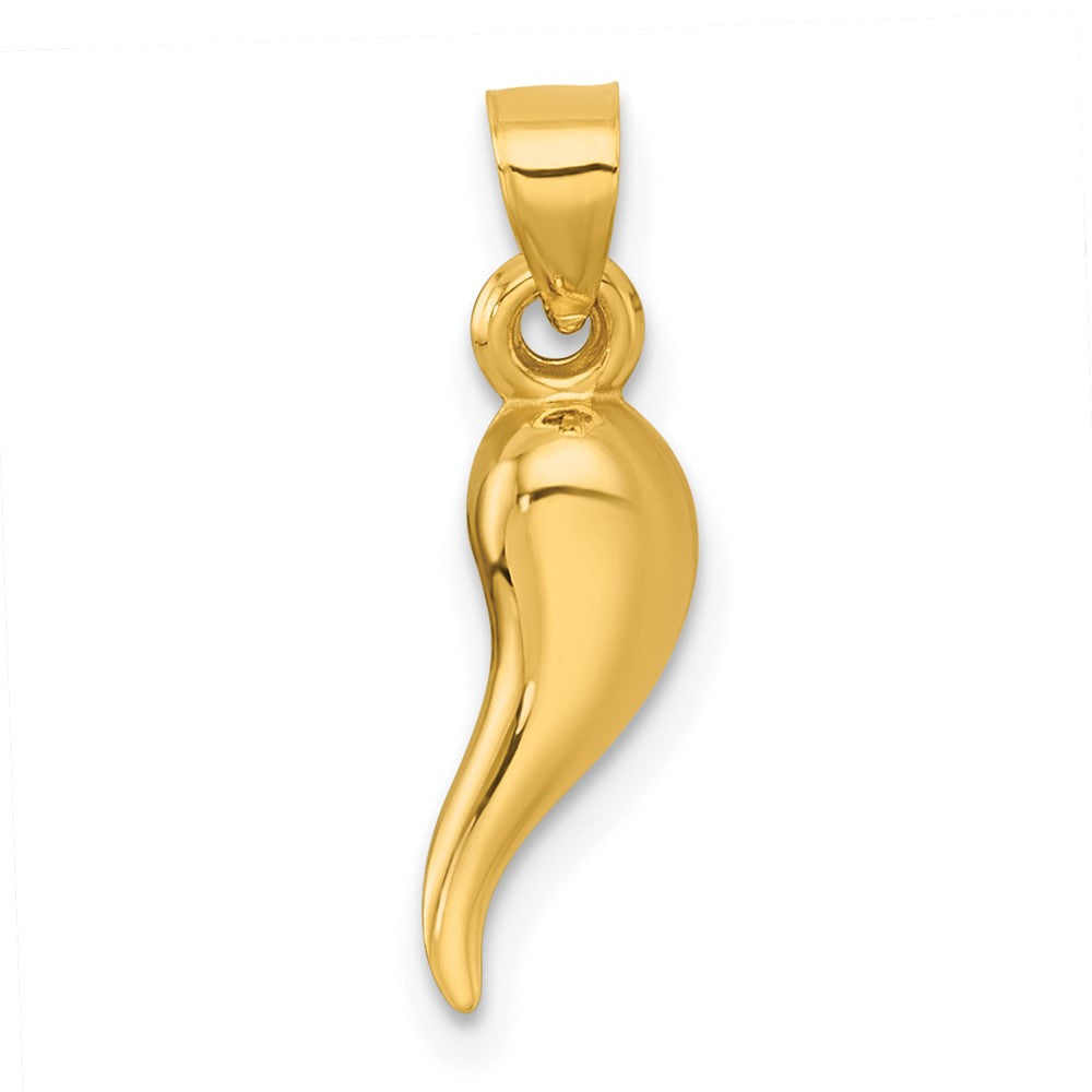 14K Yellow Gold Polished Hollowed Italian Horn Pendant