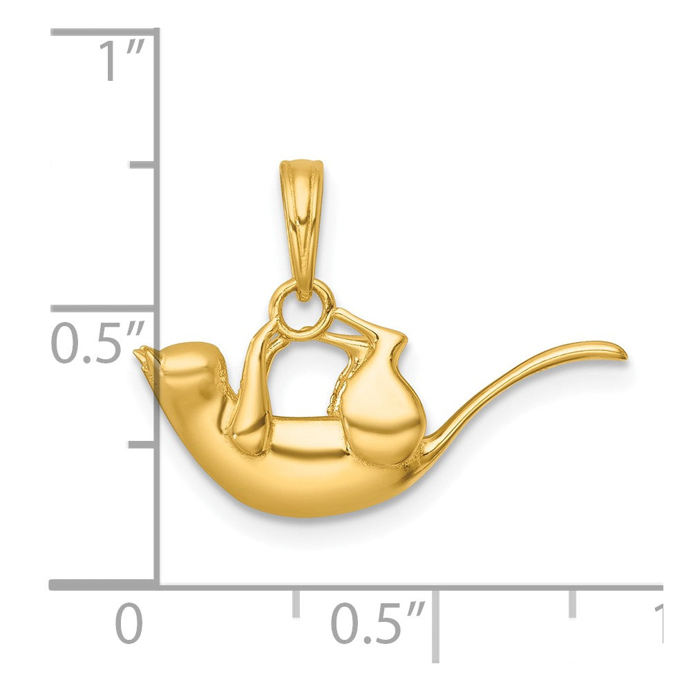 14K Yellow Gold Polished 3-D Cat Hanging Charm