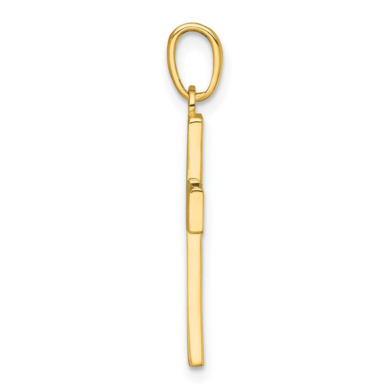 14K Yellow Gold Polished Cut-Out Cross Charm