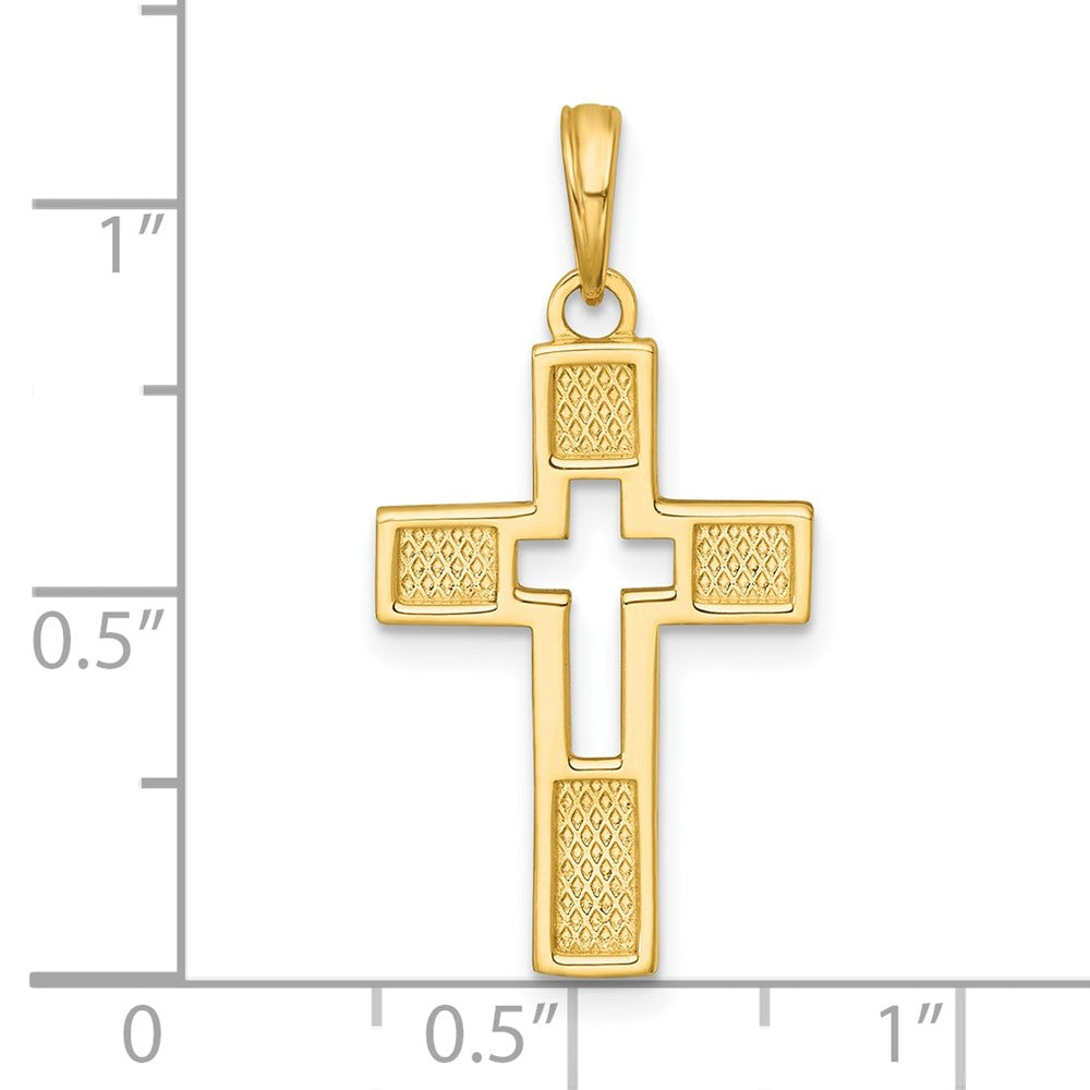 14K Yellow Gold Polished Cut-Out Cross Charm