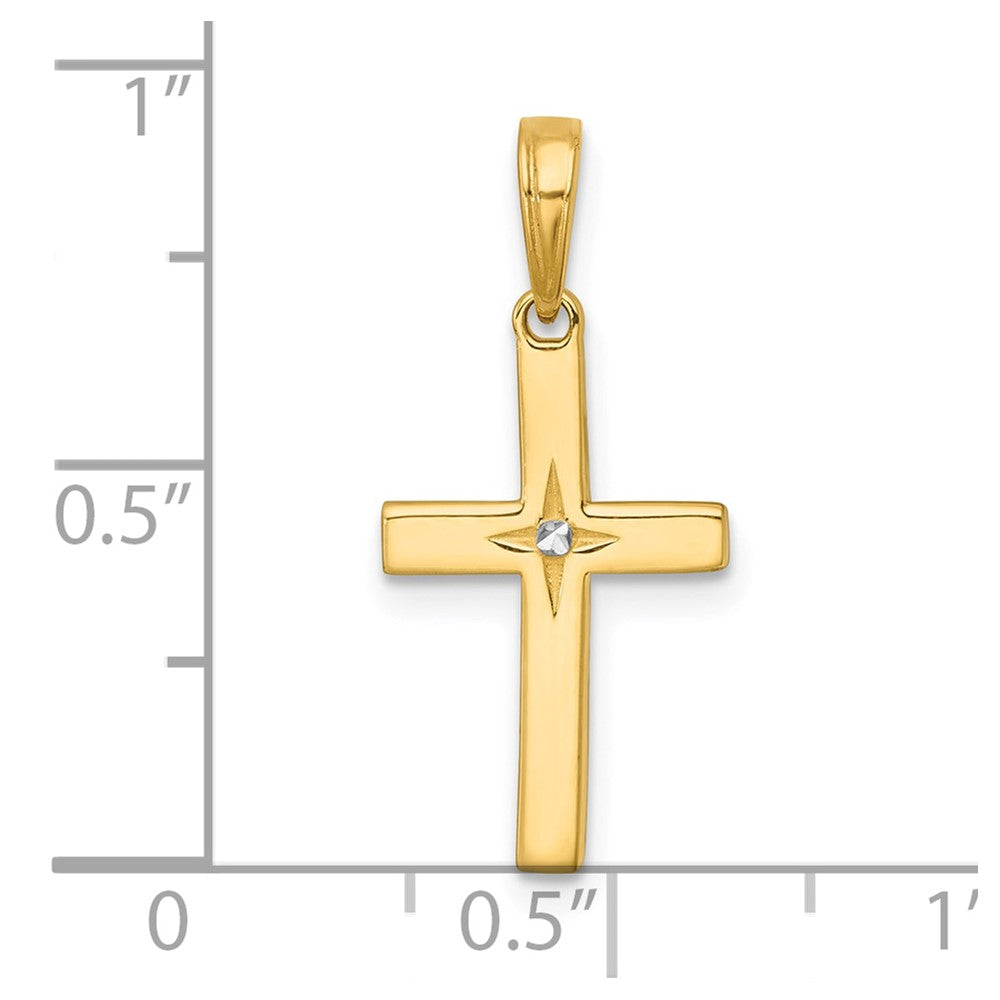 14K Yellow & Rhodium W/rhodium D/c Cross Pendant