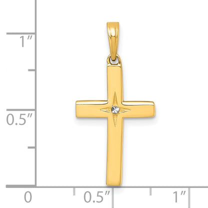 14K Yellow & Rhodium W/rhodium D/c Cross Pendant