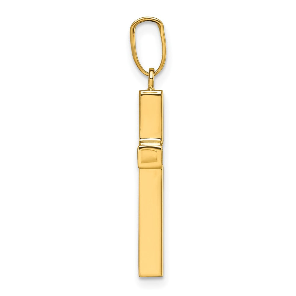 14K Yellow Gold Polished Hollow Cross Pendant