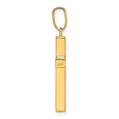 14K Yellow Gold Polished Hollow Cross Pendant