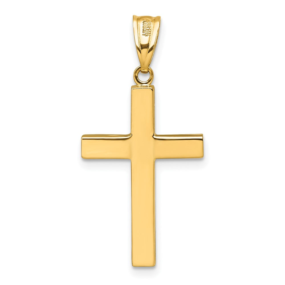 14K Yellow Gold Polished Hollow Cross Pendant