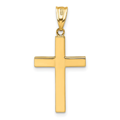 14K Yellow Gold Polished Hollow Cross Pendant