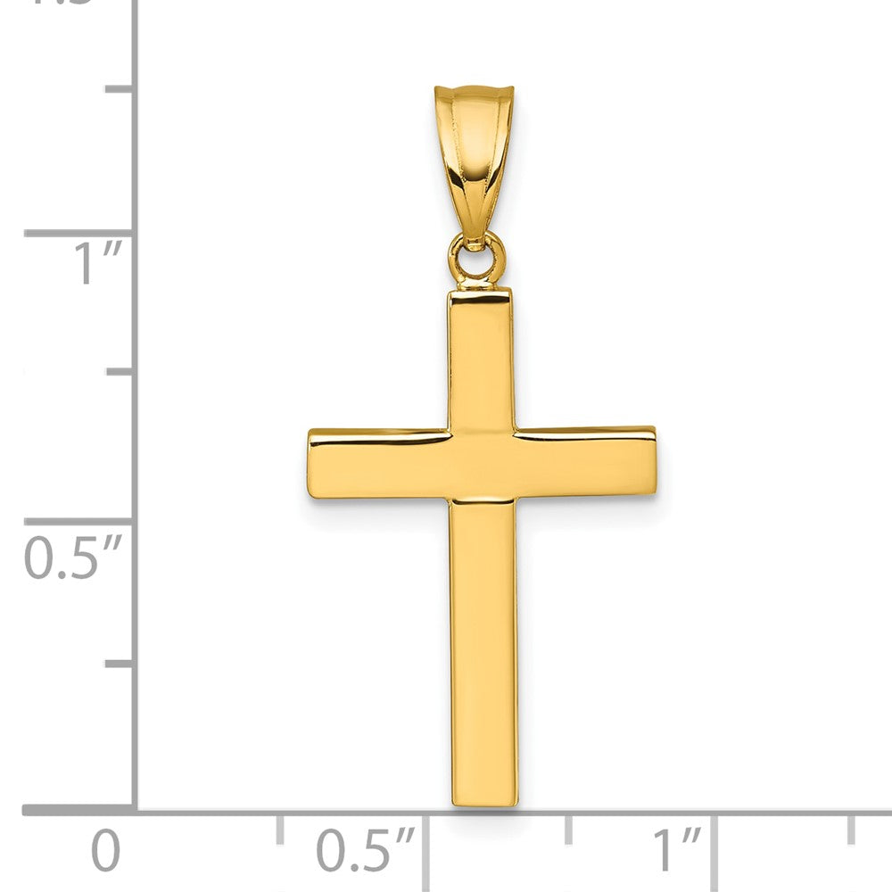 14K Yellow Gold Polished Hollow Cross Pendant