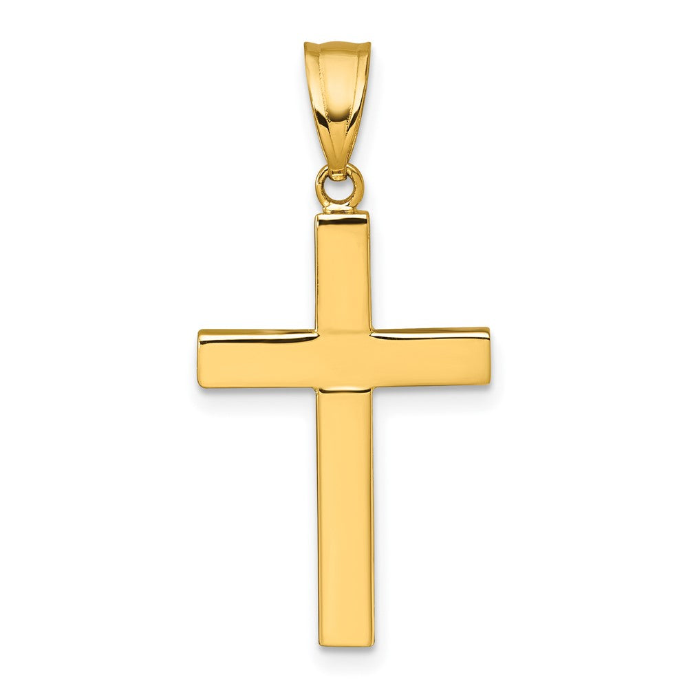 14K Yellow Gold Polished Hollow Cross Pendant