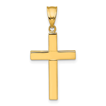 14K Yellow Gold Polished Hollow Cross Pendant