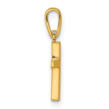 14K Yellow Gold Polished Knife Edge Latin Cross Pendant