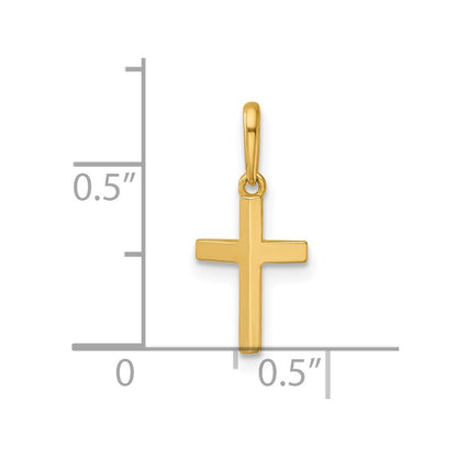 14K Yellow Gold Polished Knife Edge Latin Cross Pendant