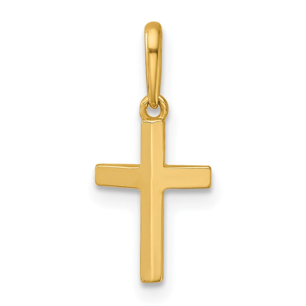 14K Yellow Gold Polished Knife Edge Latin Cross Pendant