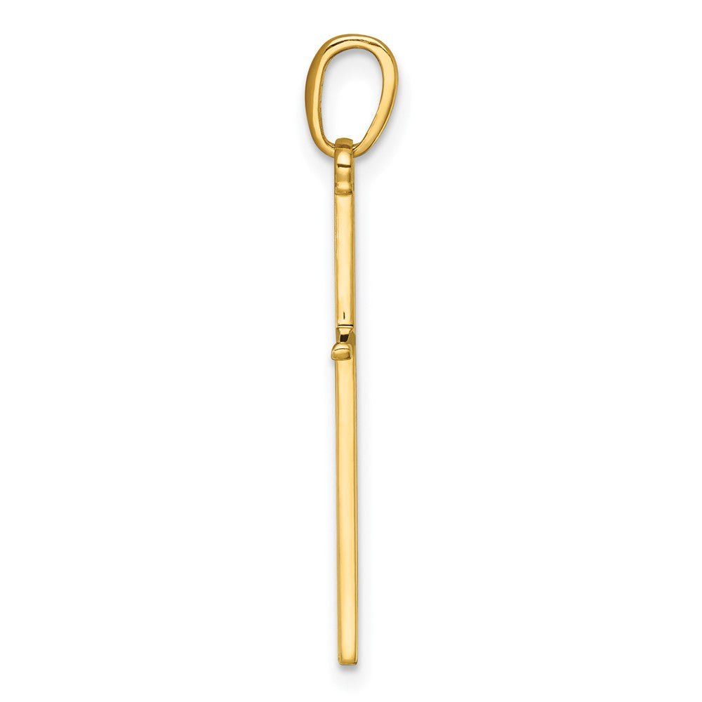 14K Yellow Gold 3-D and Polished Stick Cross Charm