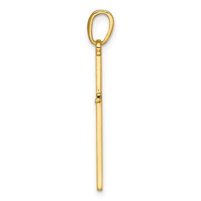 14K Yellow Gold 3-D and Polished Stick Cross Charm