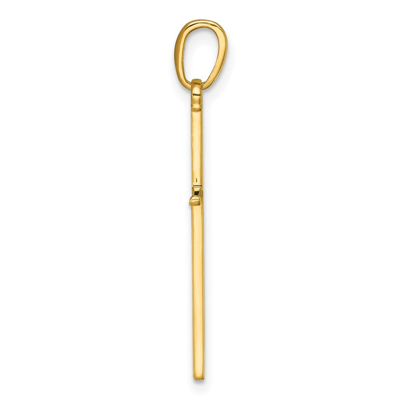 14K Yellow Gold 3-D and Polished Stick Cross Charm