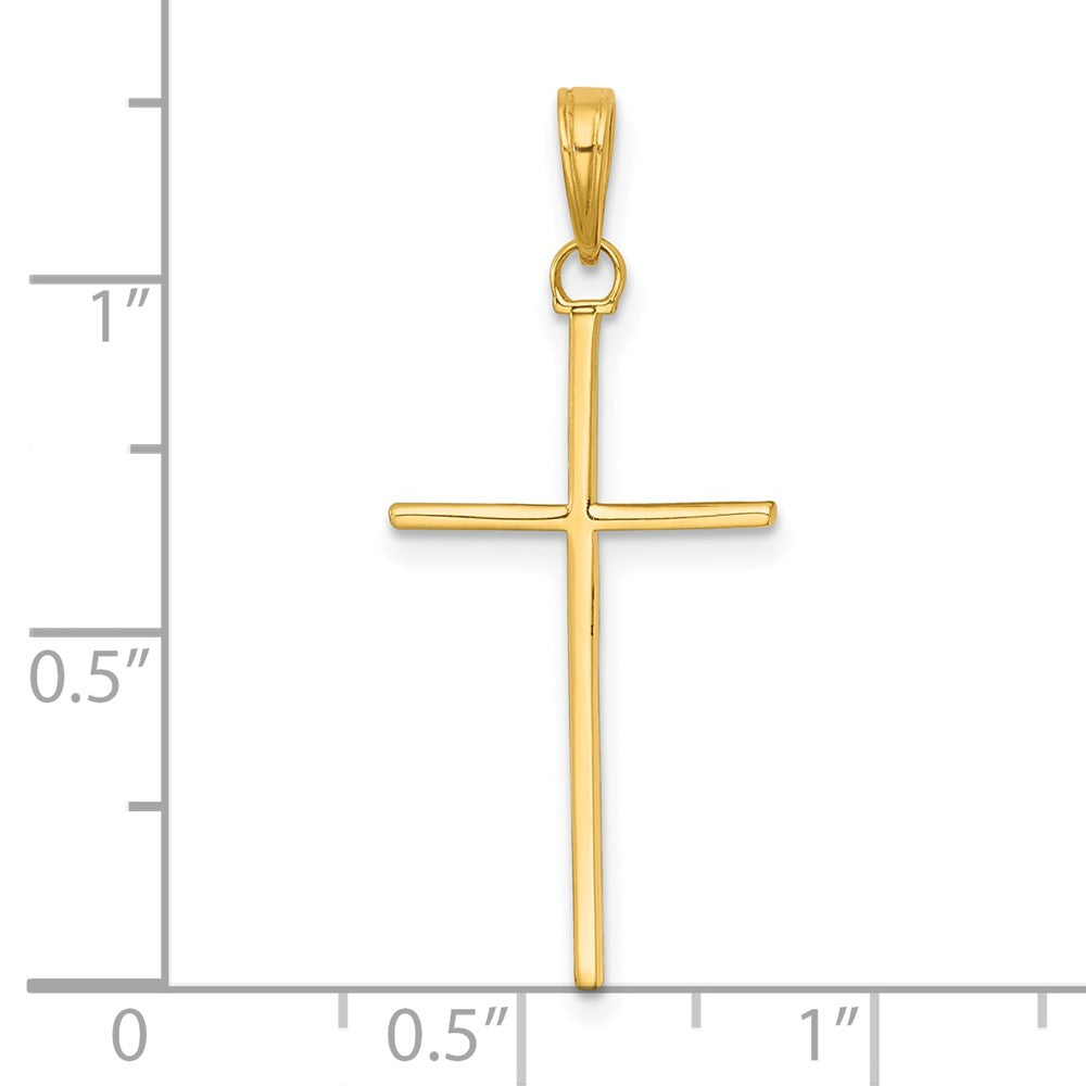 14K Yellow Gold 3-D and Polished Stick Cross Charm