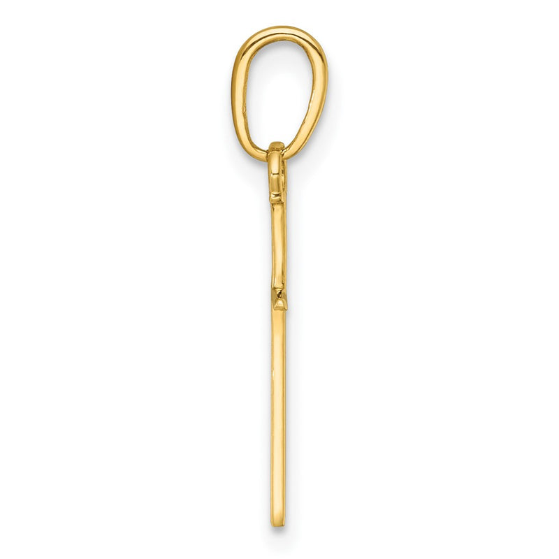 14K Yellow Gold 3-D and Polished Stick Cross Charm