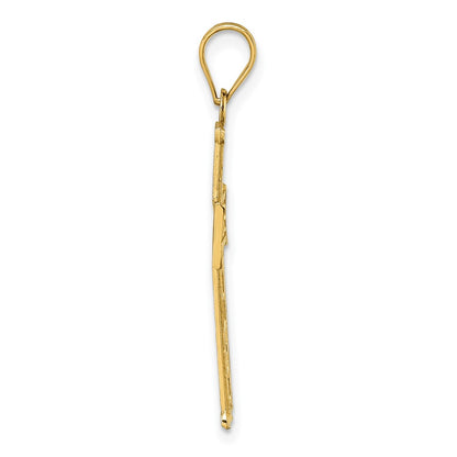 14K Yellow Gold Polished Diamond-Cut Textured Fancy Cross Pendant