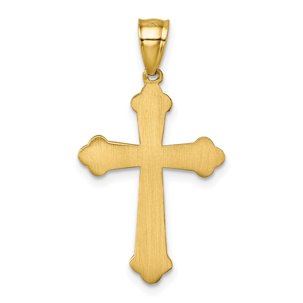 14K Yellow Gold Polished Diamond-Cut Textured Fancy Cross Pendant