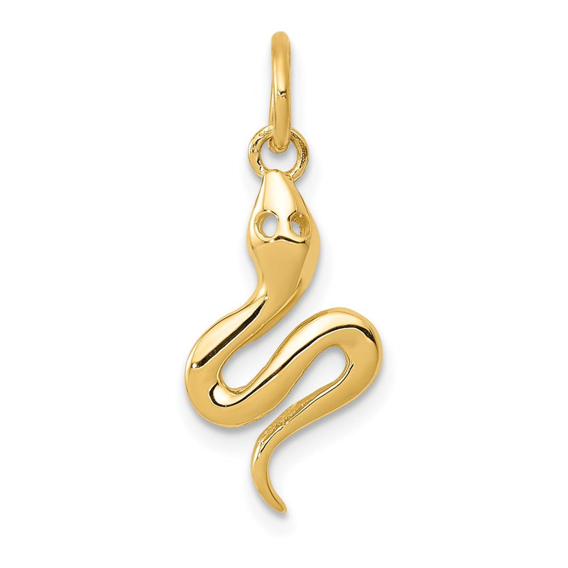 14K Yellow Gold Solid Polished Snake Charm