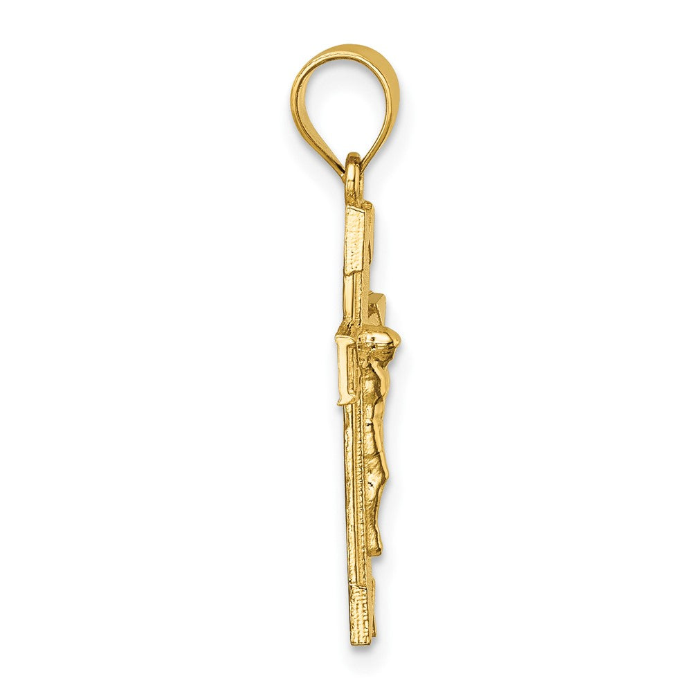 14K Yellow Gold Polished Textured Crucifix Pendant