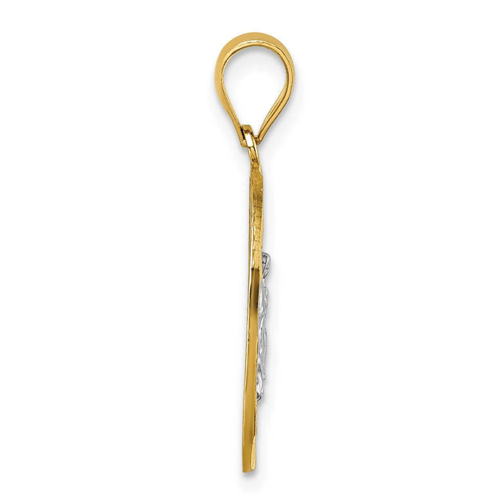 14K Yellow & Rhodium W/rhodium Polished and Diamond-Cut Guadalupe Pendant