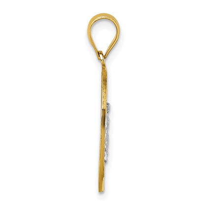 14K Yellow & Rhodium W/rhodium Polished and Diamond-Cut Guadalupe Pendant