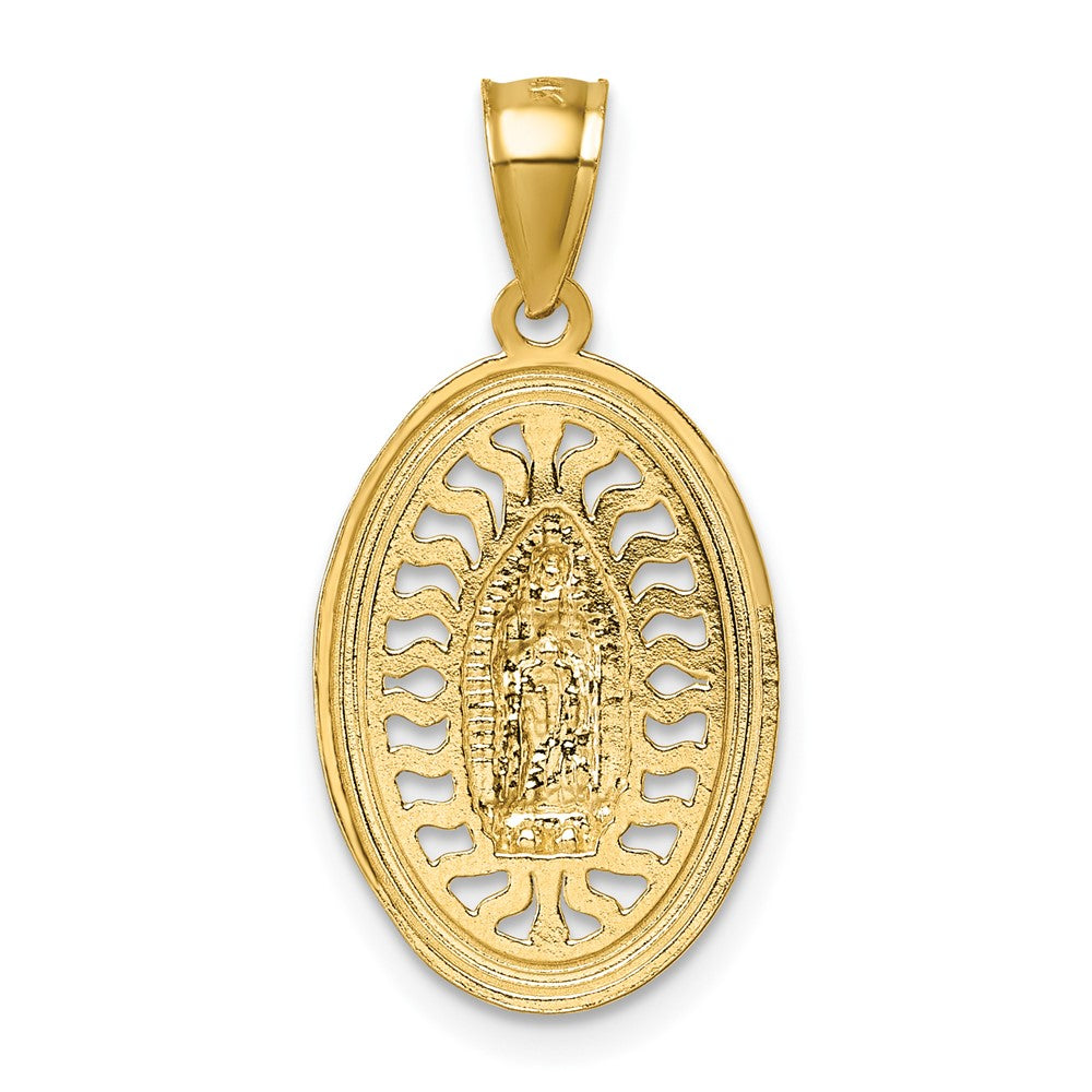 14K Yellow & Rhodium W/rhodium Polished and Diamond-Cut Guadalupe Pendant