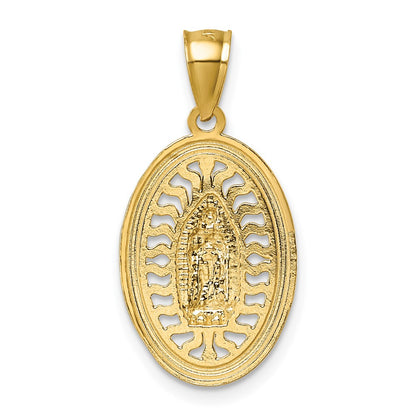 14K Yellow & Rhodium W/rhodium Polished and Diamond-Cut Guadalupe Pendant