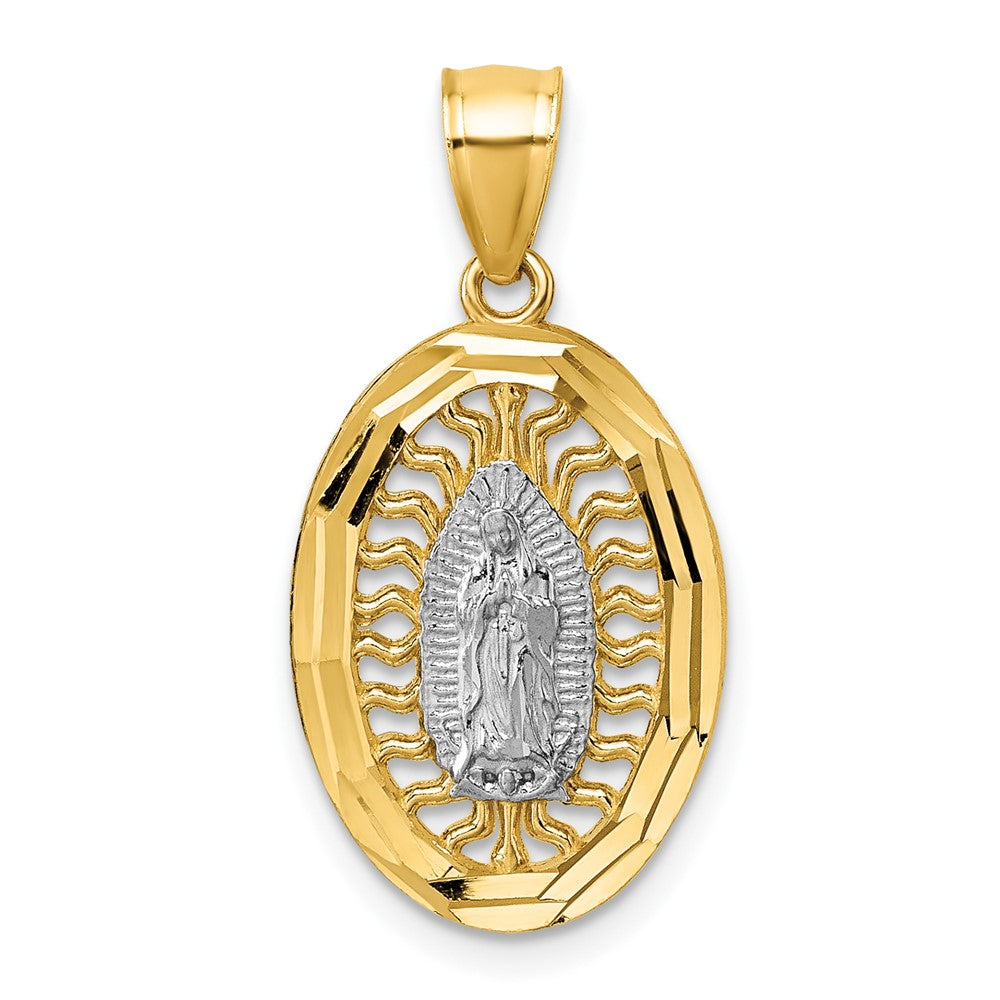 14K Yellow & Rhodium W/rhodium Polished and Diamond-Cut Guadalupe Pendant