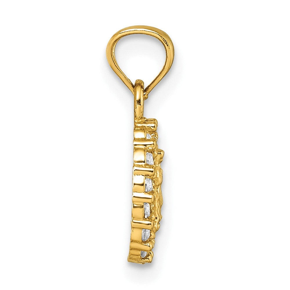 14K Yellow Gold Polished CZ Oval Our Lady of Guadalupe Pendant