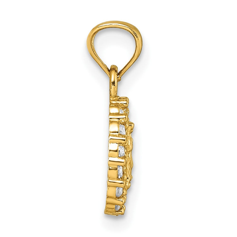 14K Yellow Gold Polished CZ Oval Our Lady of Guadalupe Pendant