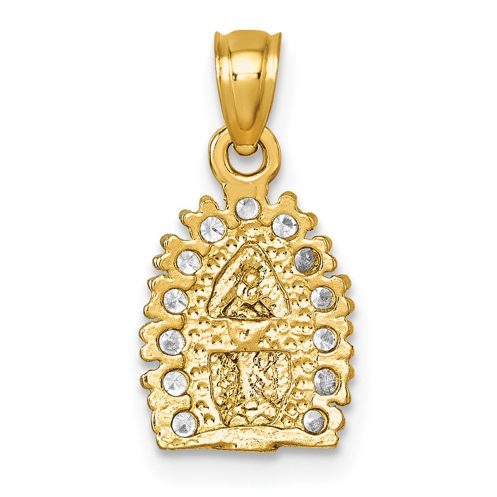 14K Yellow Gold Polished CZ Our Lady of Guadalupe Pendant
